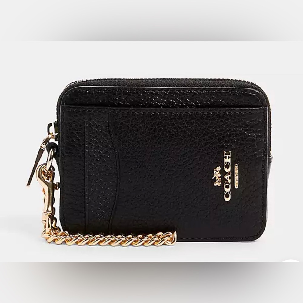 NWT Coach Zip Card/money/coin Case Black
